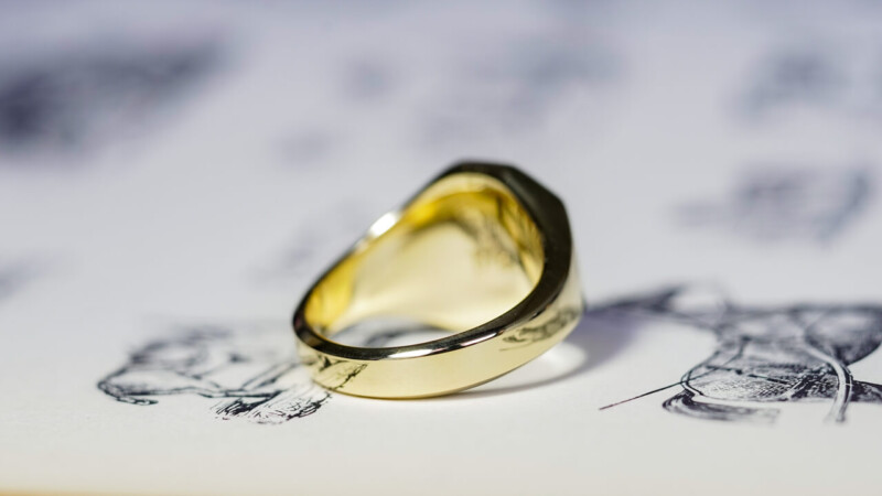 【Semi-custom made】Hand Engraved Octagon Signet Ring(18ct Yellow Gold(K18YG)) 「KH」_7 【Semi-custom made】Hand Engraved Octagon Signet Ring(18ct Yellow Gold(K18YG)) 「KH」_7