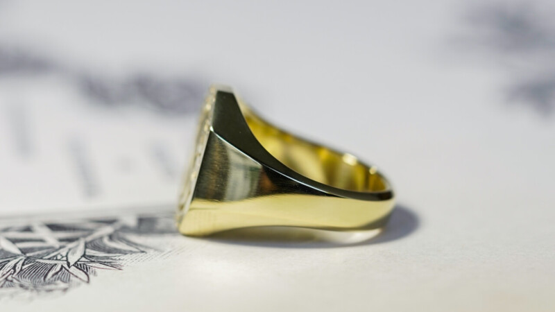 【Semi-custom made】Hand Engraved Octagon Signet Ring(18ct Yellow Gold(K18YG)) 「SJ,模様」_6