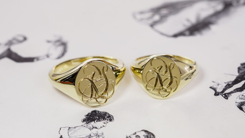 【Pair Signet Rings】Hand Engraved Oval Signet Rings「SR」(Brass)_3 【Pair Signet Rings】Hand Engraved Oval Signet Rings「SR」(Brass)_3