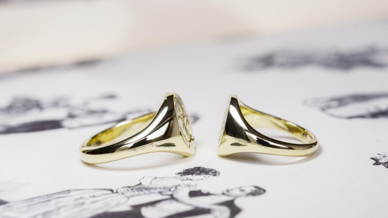 【Pair Signet Rings】Hand Engraved Oval Signet Rings「SR」(Brass)_5 【Pair Signet Rings】Hand Engraved Oval Signet Rings「SR」(Brass)_5