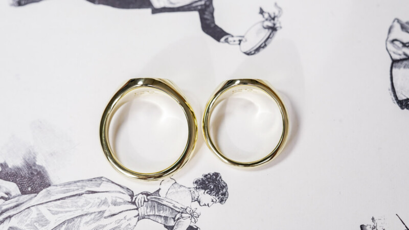 【Pair Signet Rings】Hand Engraved Oval Signet Rings「SR」(Brass)_9 【Pair Signet Rings】Hand Engraved Oval Signet Rings「SR」(Brass)_9