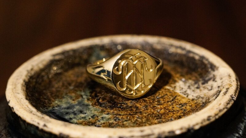 【Semi-custom made】The My Way×KUBUS Hand Engraved Oval Signet Ring(Brass) TMW3