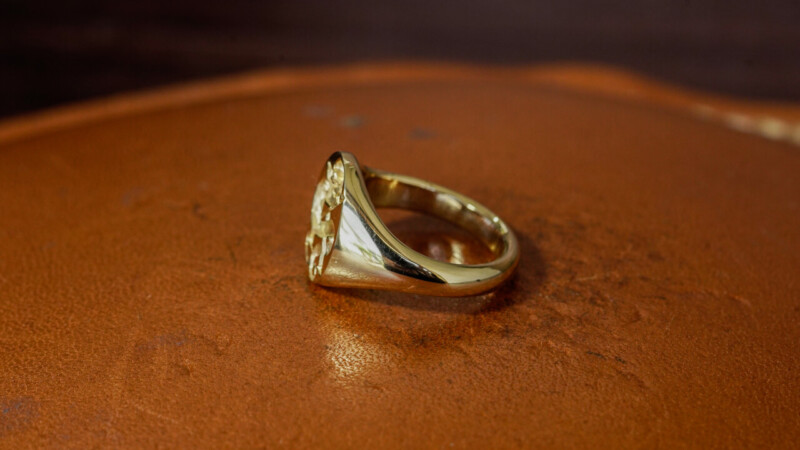 Hand Engraved Oval Signet Ring「K,Snake」(K18YG)_8 Hand Engraved Oval Signet Ring「K,Snake」(K18YG)_8