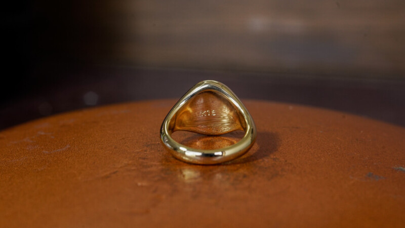 Hand Engraved Oval Signet Ring「K,Snake」(K18YG)_11 Hand Engraved Oval Signet Ring「K,Snake」(K18YG)_11