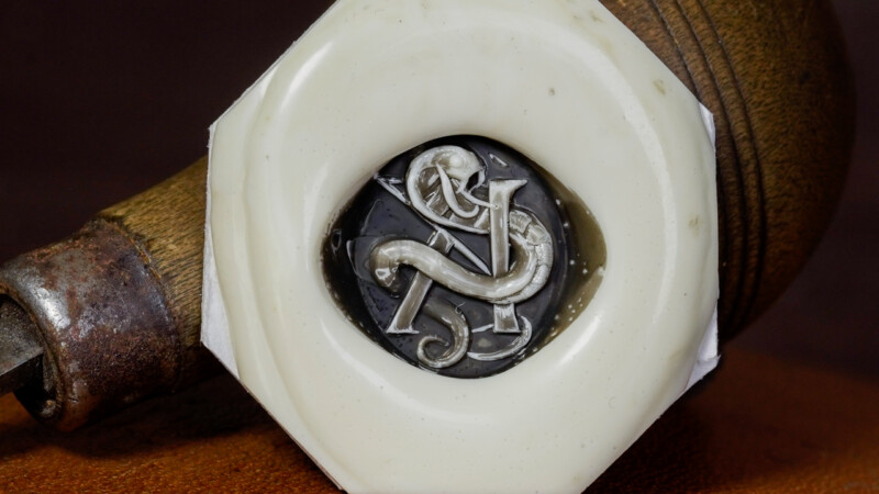 Hand Engraved Oval Signet Ring「K,Snake」(K18YG)_5 Hand Engraved Oval Signet Ring「K,Snake」(K18YG)_5