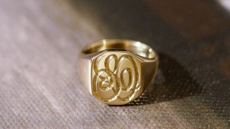 【Semi-custom made】Hand Engraved Octagon Signet Ring(9ct Gold) 「SO」_10 【Semi-custom made】Hand Engraved Octagon Signet Ring(9ct Gold) 「SO」_10