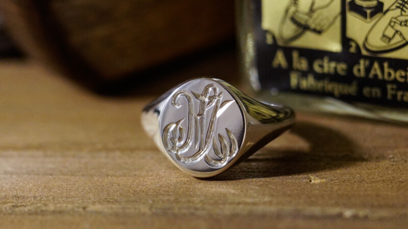 【Semi-custom made】Hand Engraved Oval Signet Ring(Sv925) 「MK」_5 【Semi-custom made】Hand Engraved Oval Signet Ring(Sv925) 「MK」_5