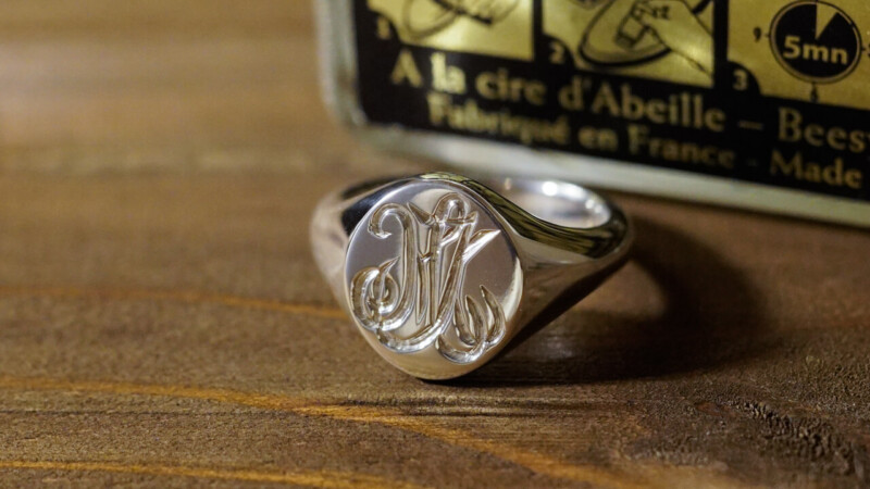 【Semi-custom made】Hand Engraved Oval Signet Ring(Sv925) 「MK」_4 【Semi-custom made】Hand Engraved Oval Signet Ring(Sv925) 「MK」_4