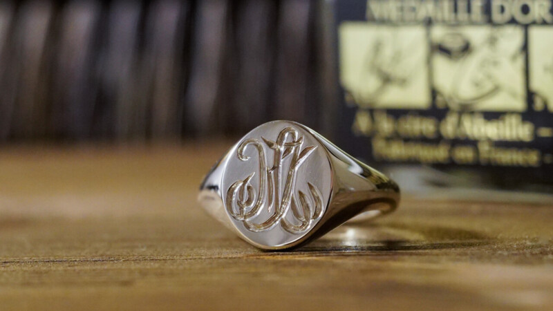 【Semi-custom made】Hand Engraved Oval Signet Ring(Sv925) 「MK」_3 【Semi-custom made】Hand Engraved Oval Signet Ring(Sv925) 「MK」_3