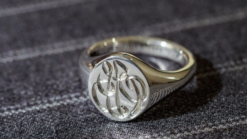 【Semi-custom made】Hand Engraved Oval Signet Ring(Sv925) 「JD」_5