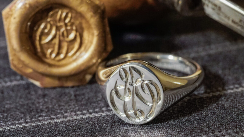【Semi-custom made】Hand Engraved Oval Signet Ring(Sv925) 「JD」_2