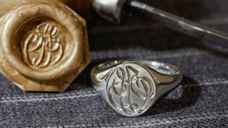 【Semi-custom made】Hand Engraved Oval Signet Ring(Sv925) 「JD」_3