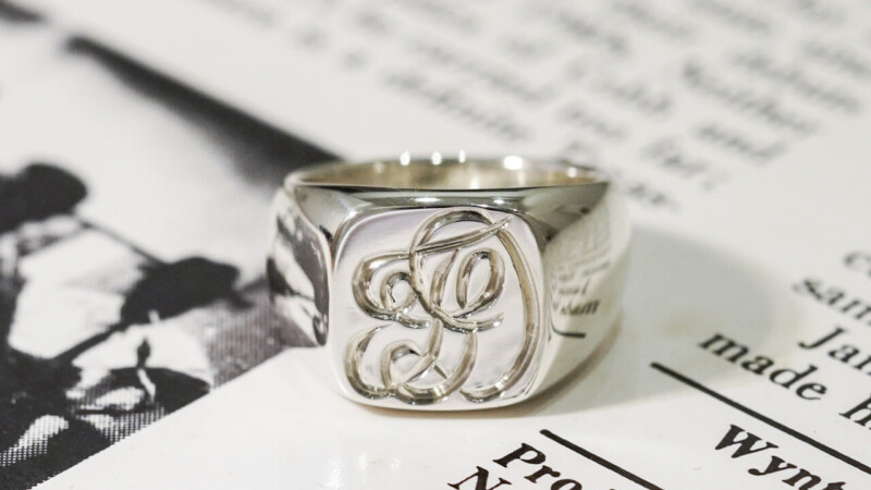 1【Bespoke Order】Hand Engraved 10mm Square Signet Ring(Sv925) 「TD」_9