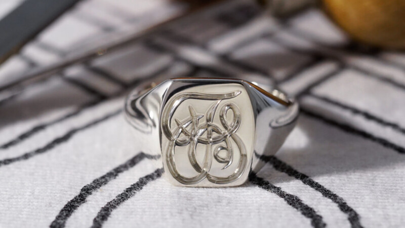 【Bespoke Order】Hand Engraved Pair Rectangle Signet Ring(Sv925) 「TS」_5 【Bespoke Order】Hand Engraved Pair Rectangle Signet Ring(Sv925) 「TS」_5