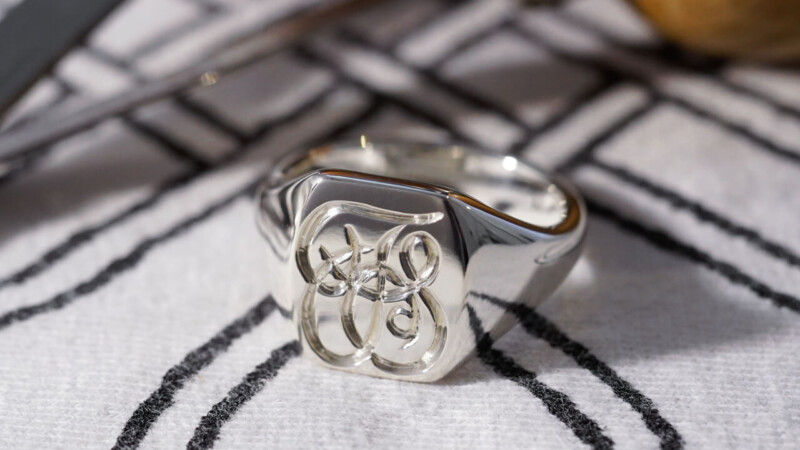 【Bespoke Order】Hand Engraved Pair Rectangle Signet Ring(Sv925) 「TS」_4 【Bespoke Order】Hand Engraved Pair Rectangle Signet Ring(Sv925) 「TS」_4