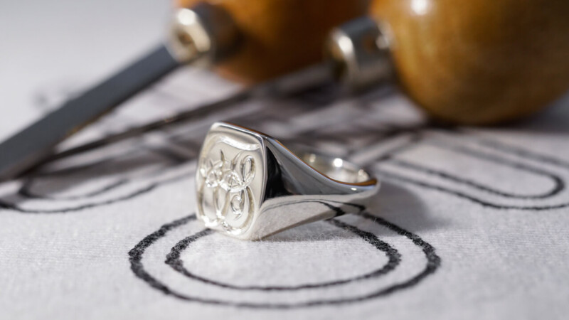 【Bespoke Order】Hand Engraved Pair Rectangle Signet Ring(Sv925) 「TS」_6 【Bespoke Order】Hand Engraved Pair Rectangle Signet Ring(Sv925) 「TS」_6