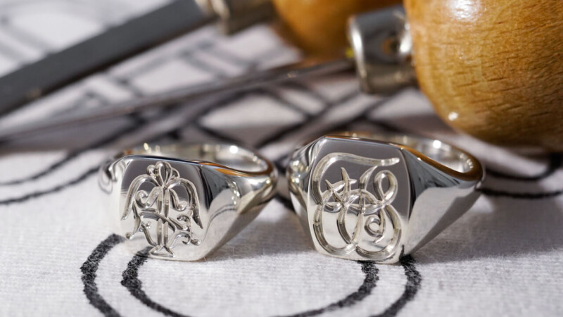【Bespoke Order】Hand Engraved Pair Rectangle Signet Ring(Sv925) 「TS」_2 【Bespoke Order】Hand Engraved Pair Rectangle Signet Ring(Sv925) 「TS」_2