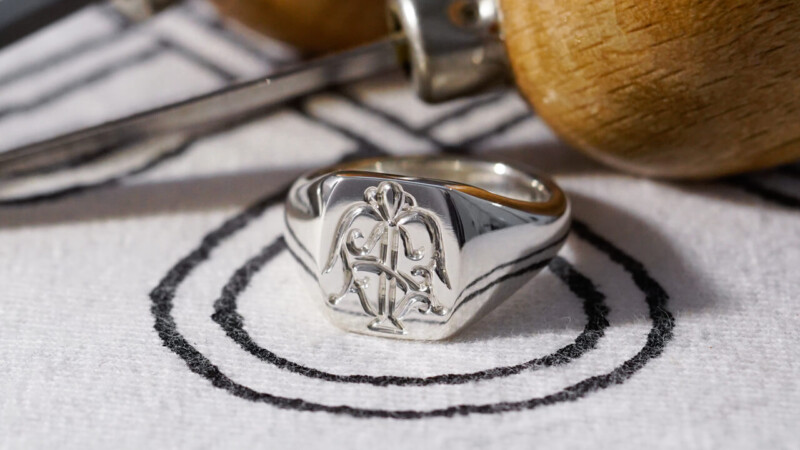 【Bespoke Order】Hand Engraved Pair Rectangle Signet Ring(Sv925) 「TS」_13 【Bespoke Order】Hand Engraved Pair Rectangle Signet Ring(Sv925) 「TS」_13