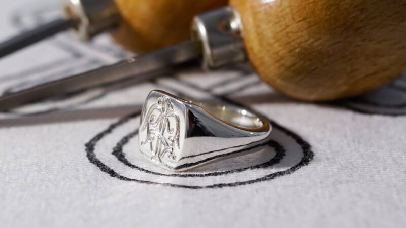 【Bespoke Order】Hand Engraved Pair Rectangle Signet Ring(Sv925) 「TS」_14 【Bespoke Order】Hand Engraved Pair Rectangle Signet Ring(Sv925) 「TS」_14