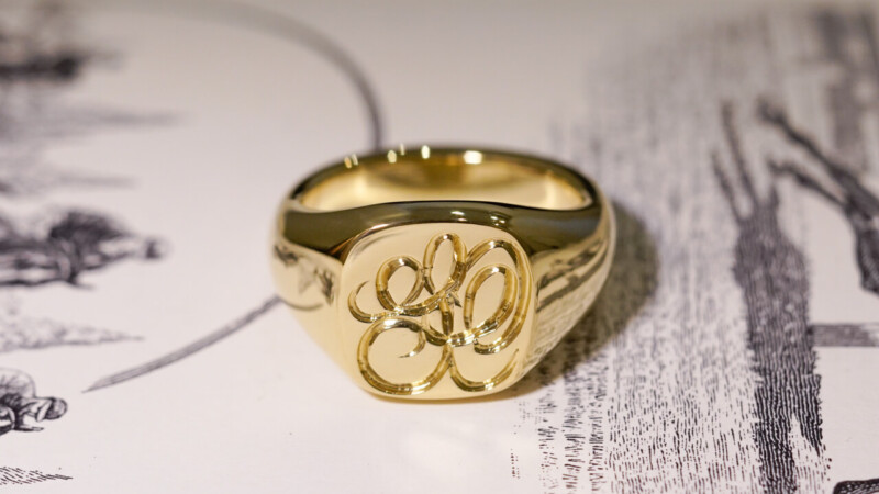 【Bespoke Order】Hand Engraved Mellow Square Signet Ring(18ct Yellow Gold) 「SO」_11 【Bespoke Order】Hand Engraved Mellow Square Signet Ring(18ct Yellow Gold) 「SO」_11