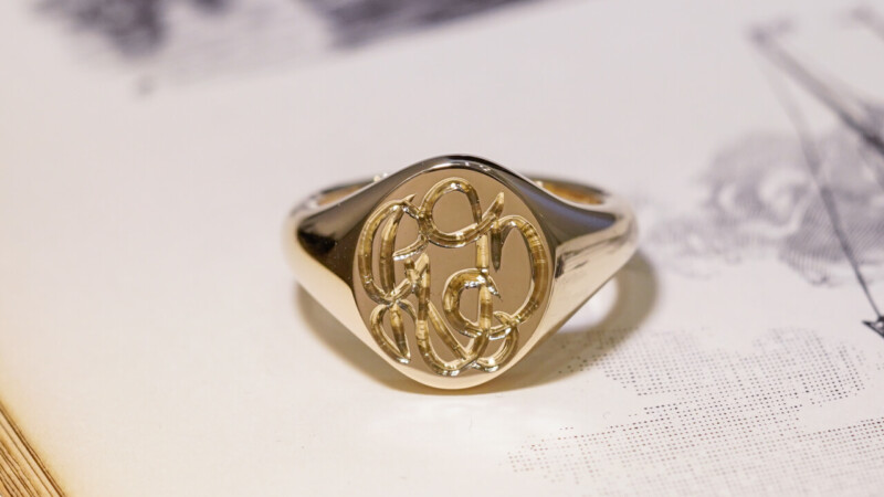 【Semi-custom made】The My Way×KUBUS Hand Engraved Oval Signet Ring(9ct Yellow Gold) RO5_3