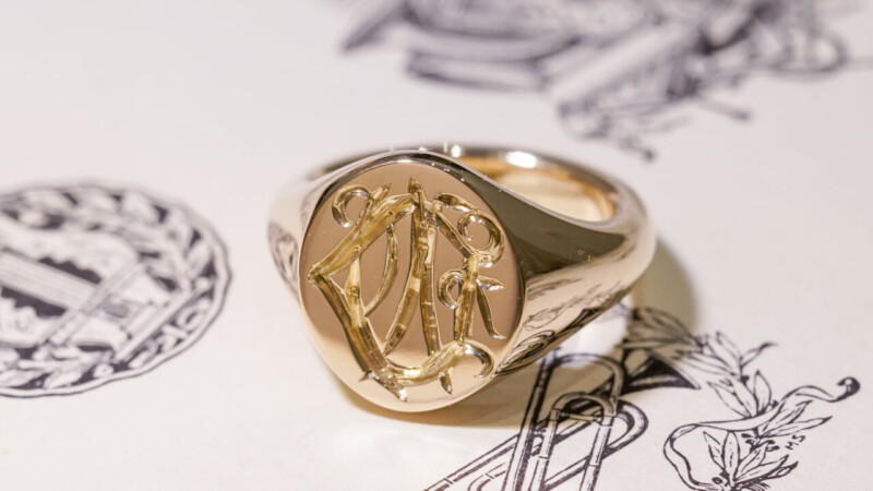 【Semi-custom made】Hand Engraved Oval Signet Ring(9ct Yellow Gold) 「DN」_5 【Semi-custom made】Hand Engraved Oval Signet Ring(9ct Yellow Gold) 「DN」_5