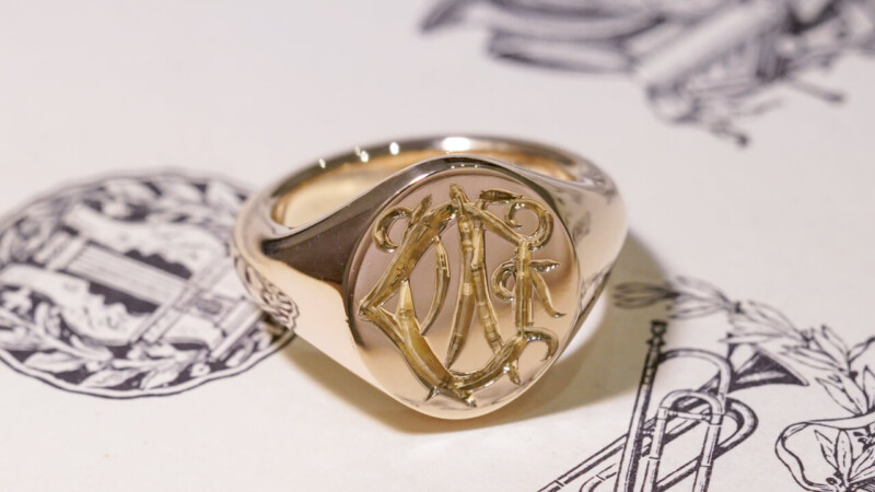 【Semi-custom made】Hand Engraved Oval Signet Ring(9ct Yellow Gold) 「DN」_7 【Semi-custom made】Hand Engraved Oval Signet Ring(9ct Yellow Gold) 「DN」_7