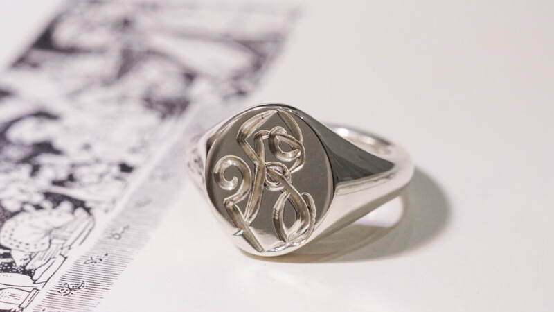 【Semi-custom made】Hand Engraved Oval Signet Ring(Sv925) 「RS」_5