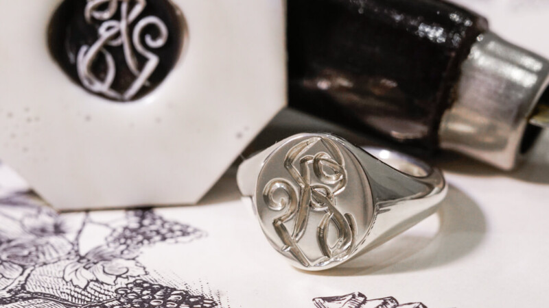 【Semi-custom made】Hand Engraved Oval Signet Ring(Sv925) 「RS」_7