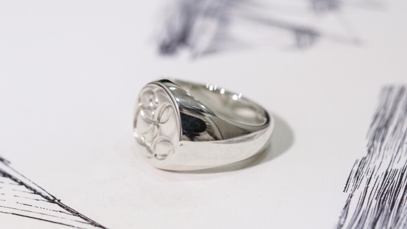 【Bespoke Order】Hand Engraved Circle Signet Ring(Sv925)「S」_6