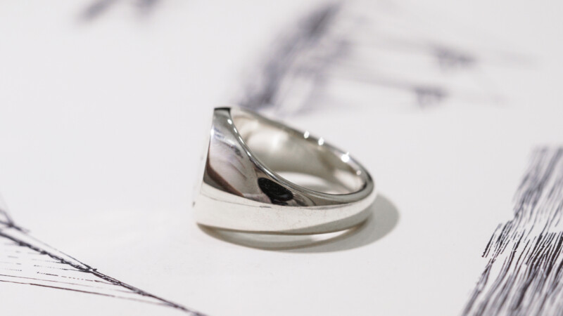 【Bespoke Order】Hand Engraved Circle Signet Ring(Sv925)「S」_7