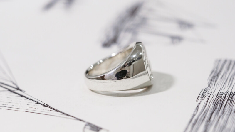 【Bespoke Order】Hand Engraved Circle Signet Ring(Sv925)「S」_12