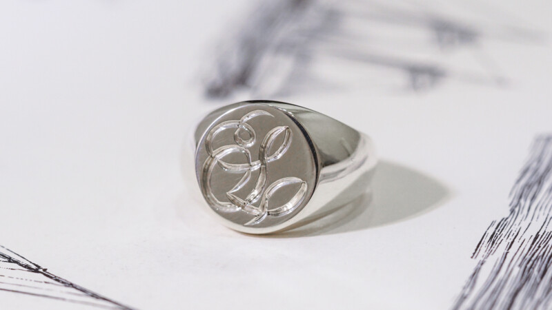 【Bespoke Order】Hand Engraved Circle Signet Ring(Sv925)「S」_5