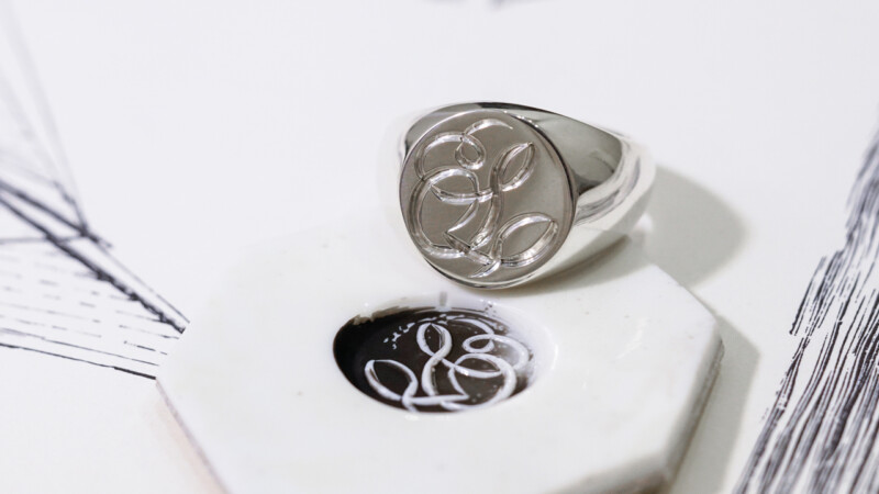 【Bespoke Order】Hand Engraved Circle Signet Ring(Sv925)「S」_2