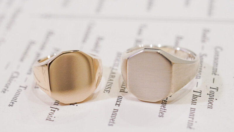 【Semi-custom made】Pair Octagon Signet Ring(9ct Yellow Gold&Sv925)
