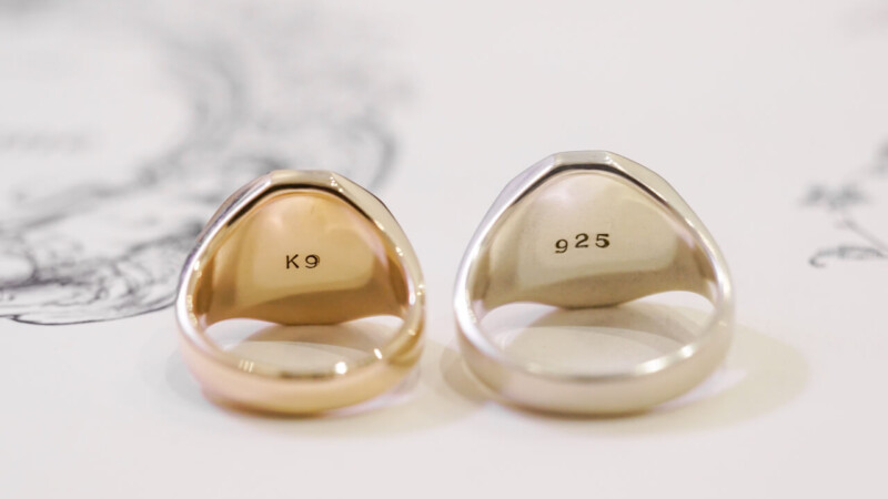 【Semi-custom made】Pair Octagon Signet Ring(9ct Yellow Gold&Sv925)_8