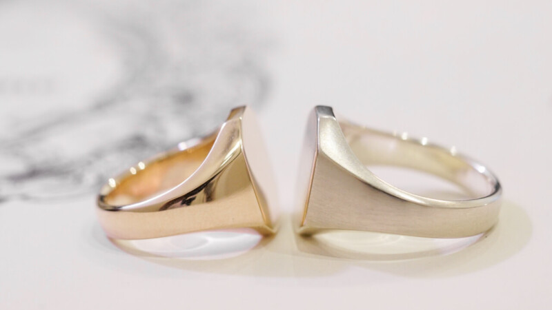 【Semi-custom made】Pair Octagon Signet Ring(9ct Yellow Gold&Sv925)_7