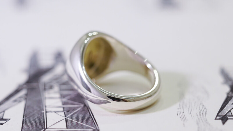 【Semi-custom made】Hand Engraved Brass×Silver Combination Signet Ring(L) 「DH」_7