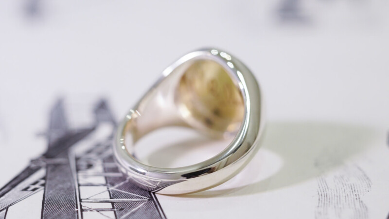 【Semi-custom made】Hand Engraved Brass×Silver Combination Signet Ring(L) 「DH」_10