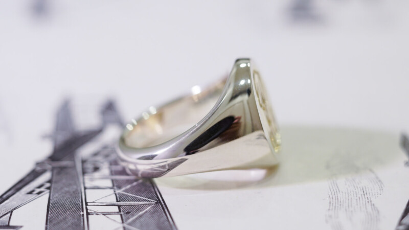 【Semi-custom made】Hand Engraved Brass×Silver Combination Signet Ring(L) 「DH」_11