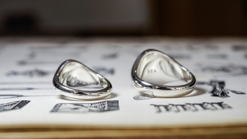 【Pair Signet Rings】 Hand Engraved Oval Signet Rings (Sv925) 「TS」 +「Acanthus pattern,Chopsticks」_4 【Pair Signet Rings】 Hand Engraved Oval Signet Rings (Sv925) 「TS」 +「Acanthus pattern,Chopsticks」_4