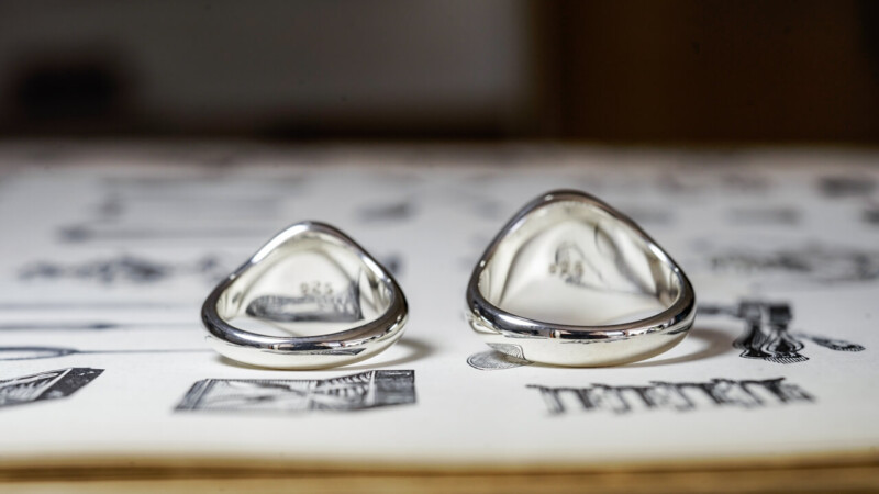 【Pair Signet Rings】 Hand Engraved Oval Signet Rings (Sv925) 「TS」 +「Acanthus pattern,Chopsticks」_5 【Pair Signet Rings】 Hand Engraved Oval Signet Rings (Sv925) 「TS」 +「Acanthus pattern,Chopsticks」_5