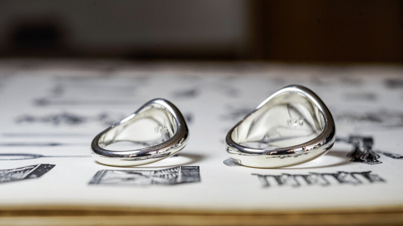 【Pair Signet Rings】 Hand Engraved Oval Signet Rings (Sv925) 「TS」 +「Acanthus pattern,Chopsticks」_7 【Pair Signet Rings】 Hand Engraved Oval Signet Rings (Sv925) 「TS」 +「Acanthus pattern,Chopsticks」_7