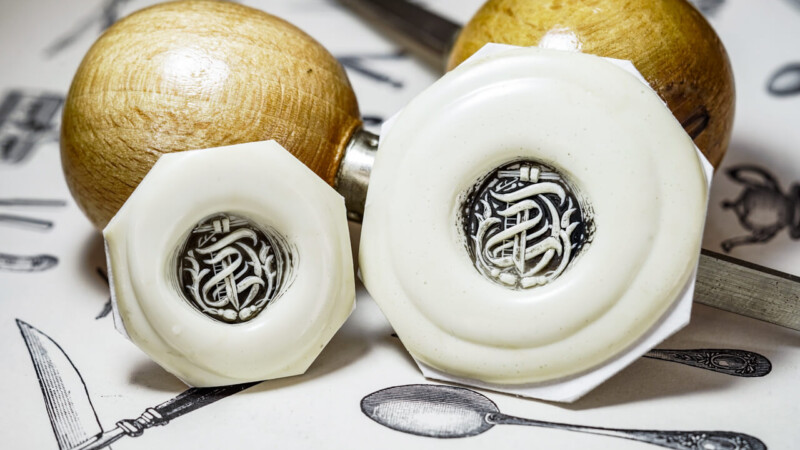 【Pair Signet Rings】 Hand Engraved Oval Signet Rings (Sv925) 「TS」 +「Acanthus pattern,Chopsticks」_9 【Pair Signet Rings】 Hand Engraved Oval Signet Rings (Sv925) 「TS」 +「Acanthus pattern,Chopsticks」_9