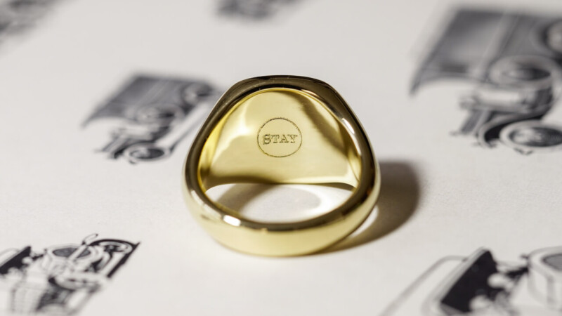 【Bespoke Order】Machine carved Mellow Square(13mm×13mm) Signet Ring(18ct Yellow Gold)_7