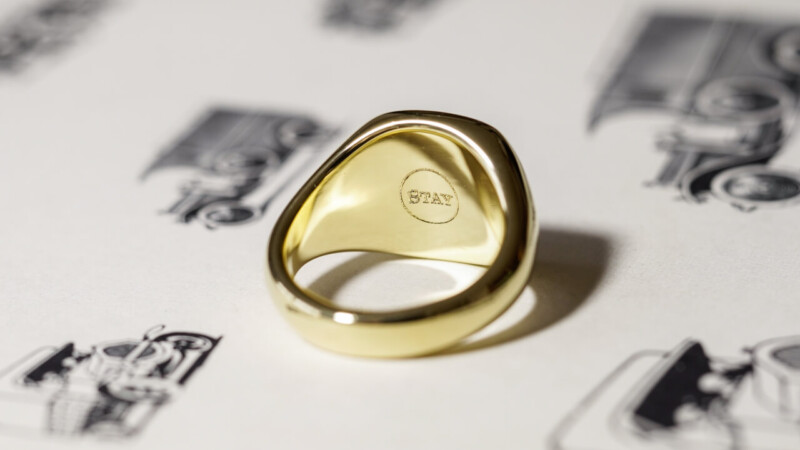 【Bespoke Order】Machine carved Mellow Square(13mm×13mm) Signet Ring(18ct Yellow Gold)_8