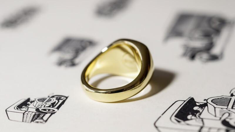 【Bespoke Order】Machine carved Mellow Square(13mm×13mm) Signet Ring(18ct Yellow Gold)_10