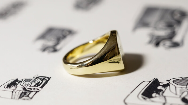【Bespoke Order】Machine carved Mellow Square(13mm×13mm) Signet Ring(18ct Yellow Gold)_11
