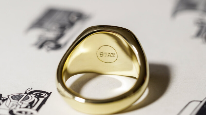 【Bespoke Order】Machine carved Mellow Square(13mm×13mm) Signet Ring(18ct Yellow Gold)_9