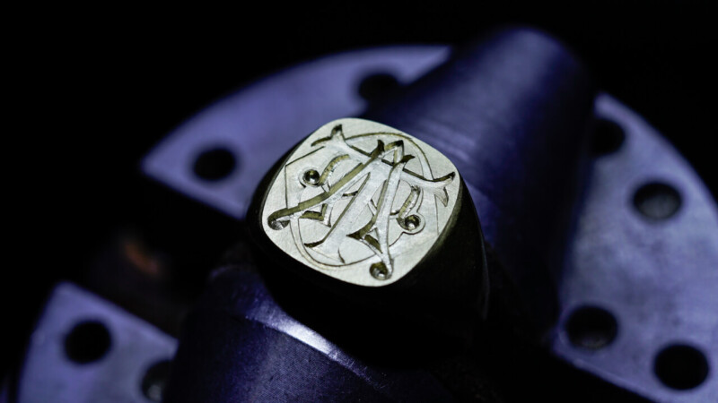 Hand Engraved Mellow Square Signet Ring(Brass)「OAT」_11 Hand Engraved Mellow Square Signet Ring(Brass)「OAT」_11
